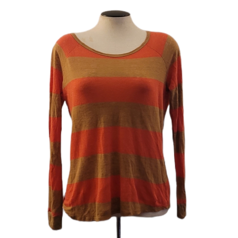 Madewell Coral Brown Longsleeve Linen Tee S